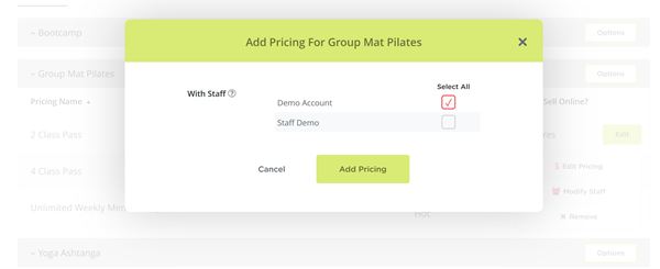 How to link staff to pricing